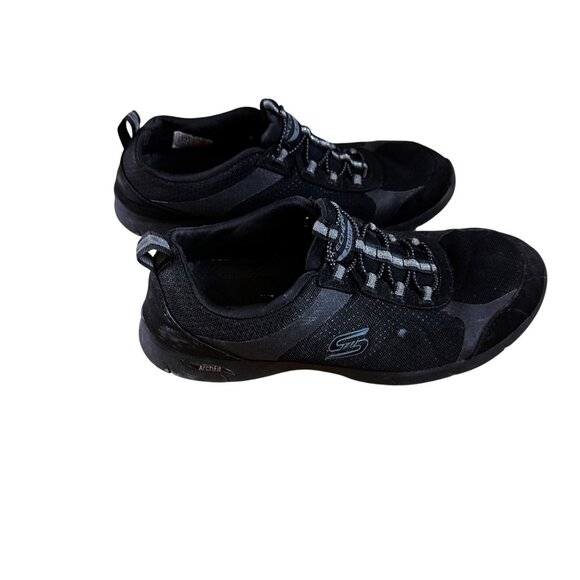Skechers ArchFit Size 7.5 Comfortable Casual Slip On Elastic Lace Black - Picture 3 of 12